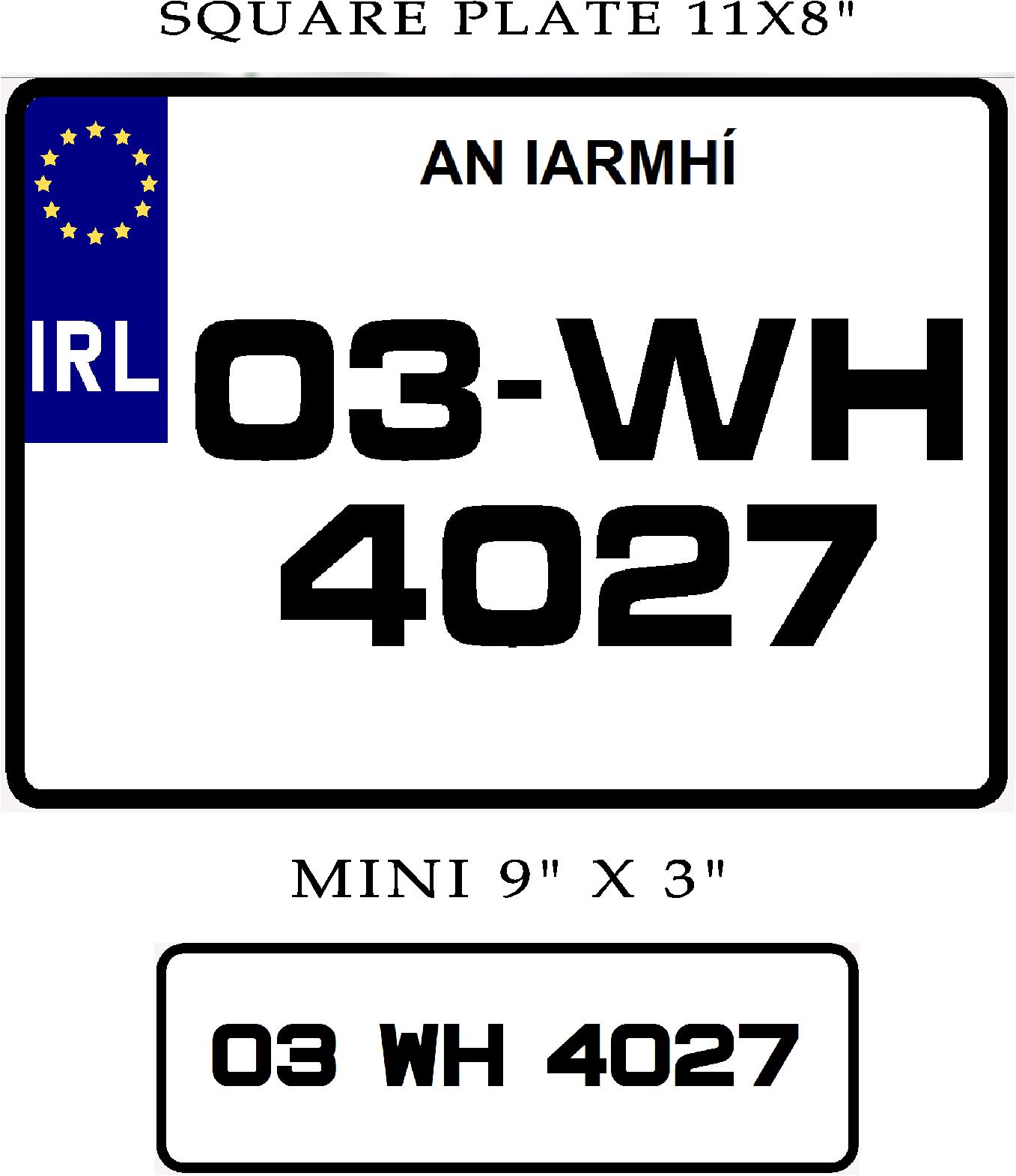ONE Square & ONE MINI 9inch X 3inch Number plate 